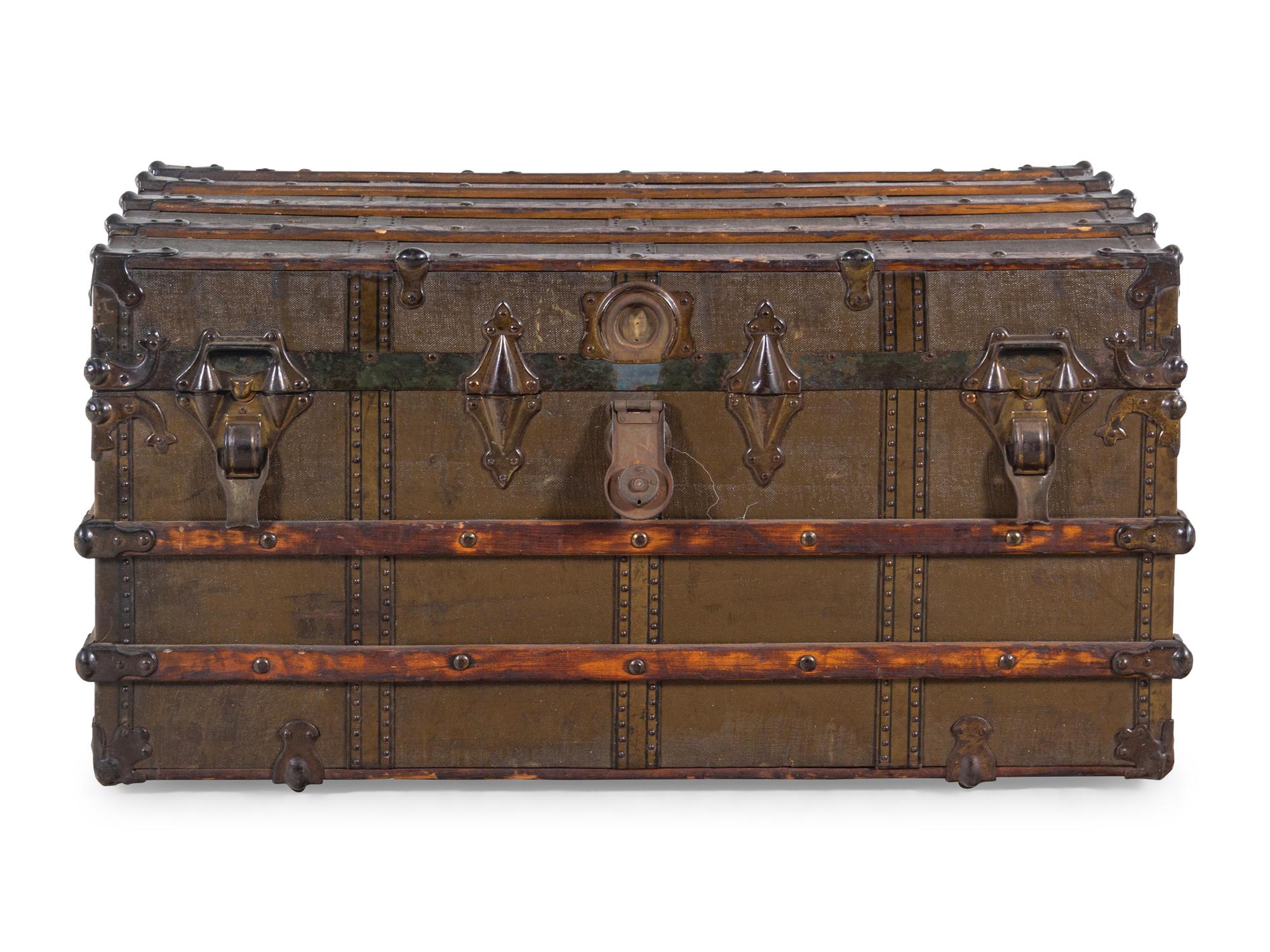 A Nailhead and Wood Mounted Steamer Trunk