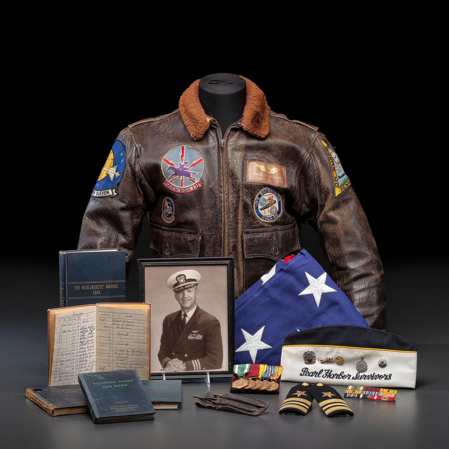The Service Archive of Naval Aviator Commander Fred W. Glaeser, Including Record of Flight From Pearl Harbor on December 7, 1941