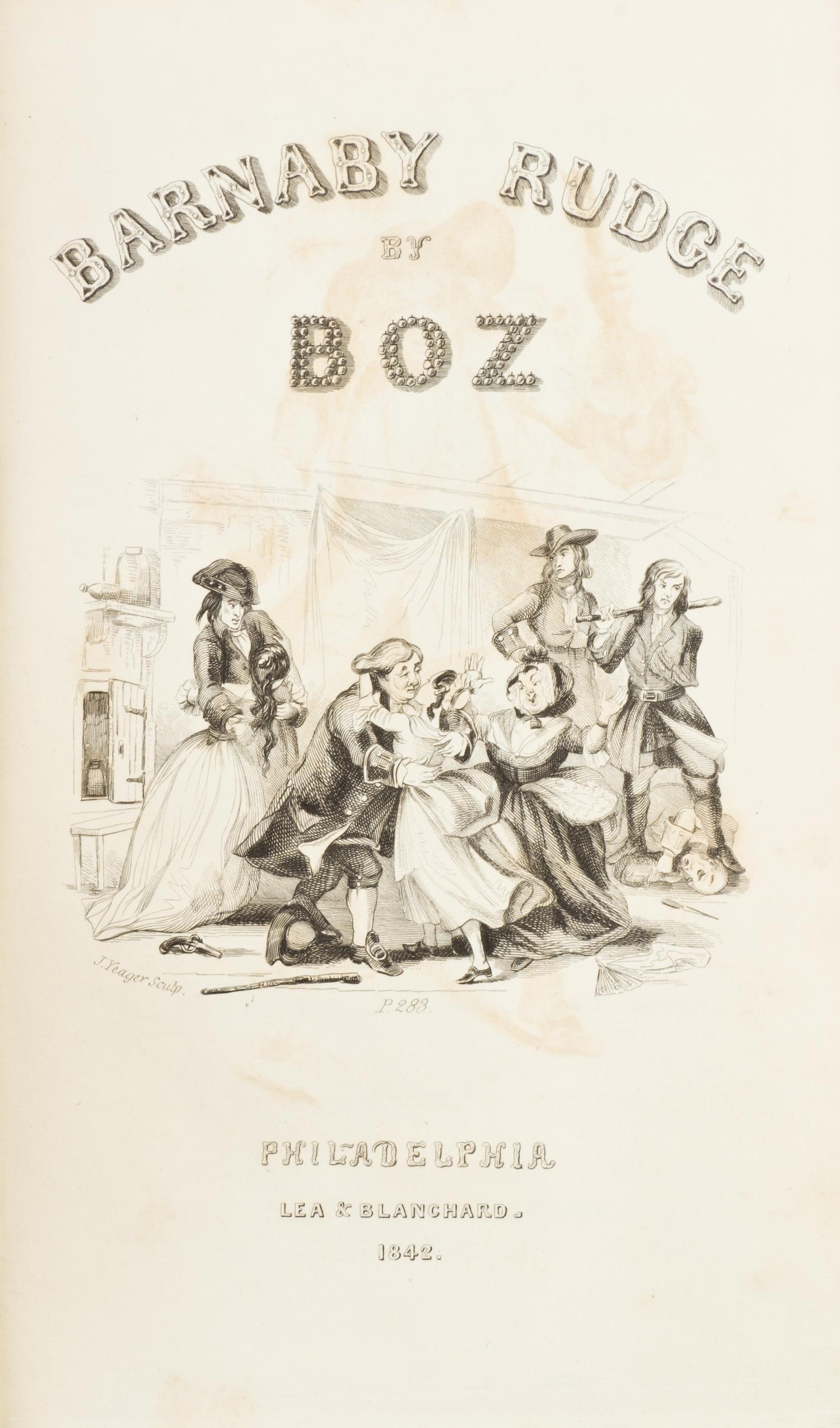 DICKENS, CHARLES. Barnaby Rudge. Philadelphia, 1842. First American book edition.