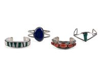 Navajo Silver Cuff Bracelet, with Inlay