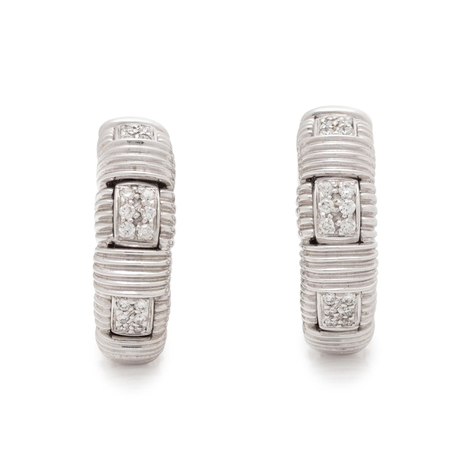 ROBERTO COIN, WHITE GOLD AND DIAMOND 'APPASSIONATA' EARCLIPS