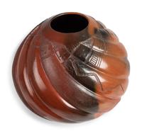 Carved Pottery Olla, with Yei