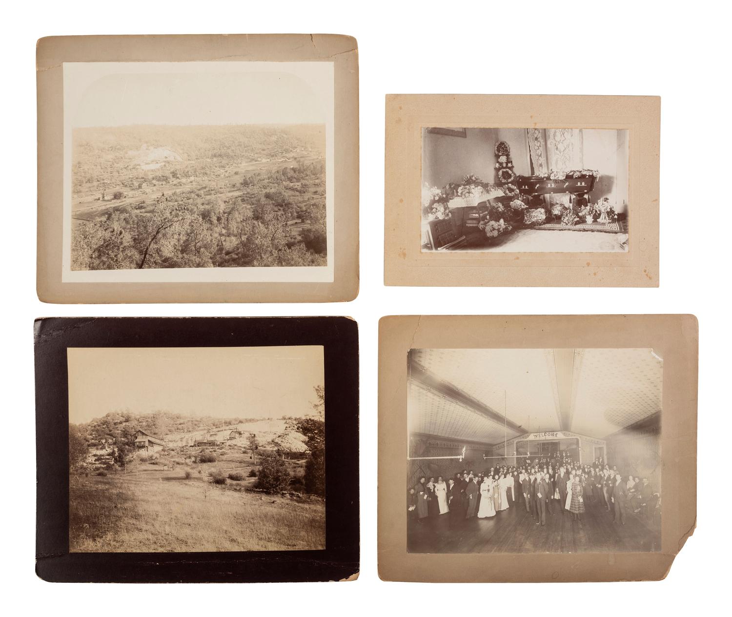 [EARLY PHOTOGRAPHY]. A collection of photographs featuring various building exteriors and interiors.