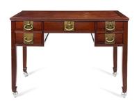 A Chinese Hardwood Writing Desk Height 33 3/4 x width 48 x depth 24 inches.