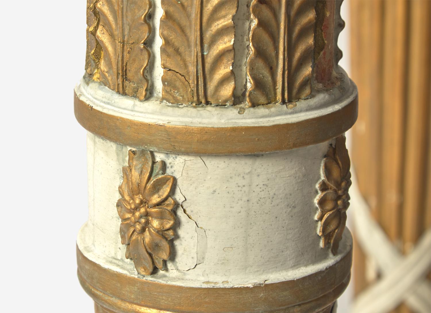 A Pair of George III Parcel Gilt and Cream Painted Pedestals