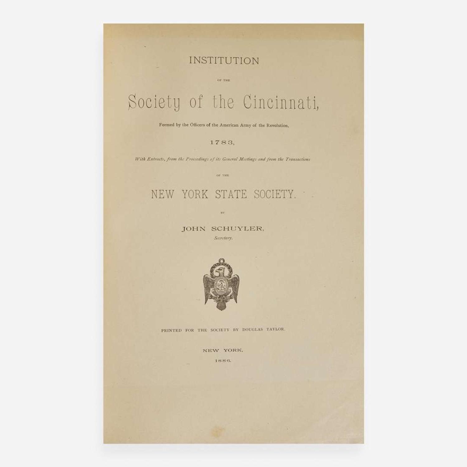[American Revolution] [Society of the Cincinnati] Group of 2 Official Publications of the Society of the Cincinnati