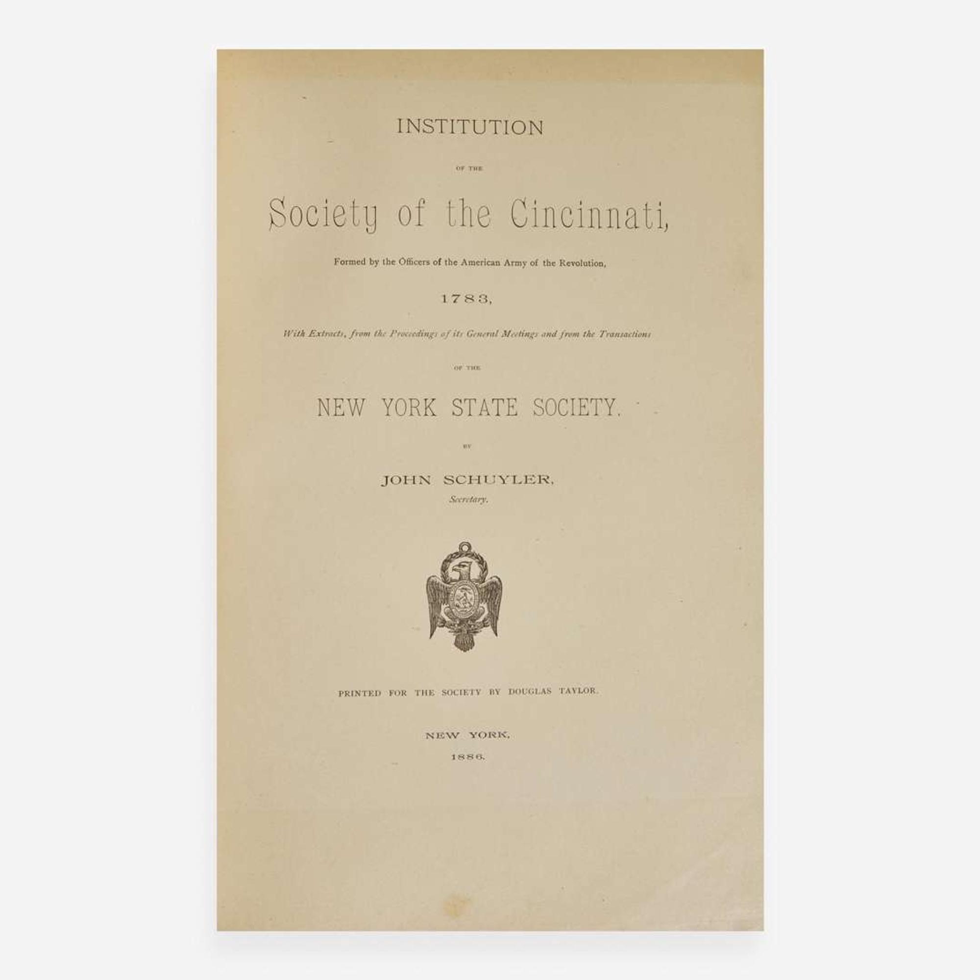 [American Revolution] [Society of the Cincinnati] Group of 2 Official Publications of the Society of the Cincinnati
