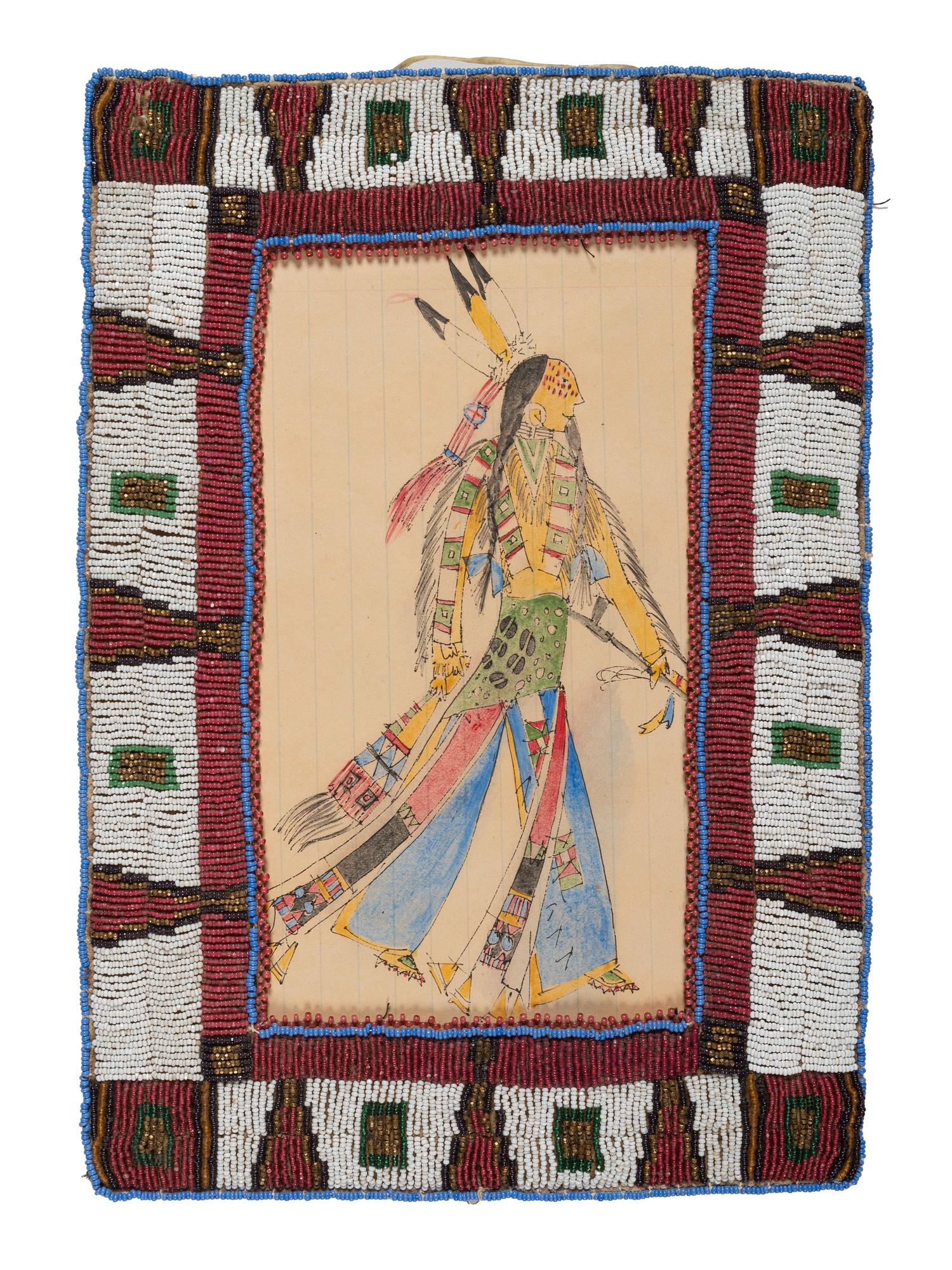 Plains Beaded Frame with Ledger Portrait