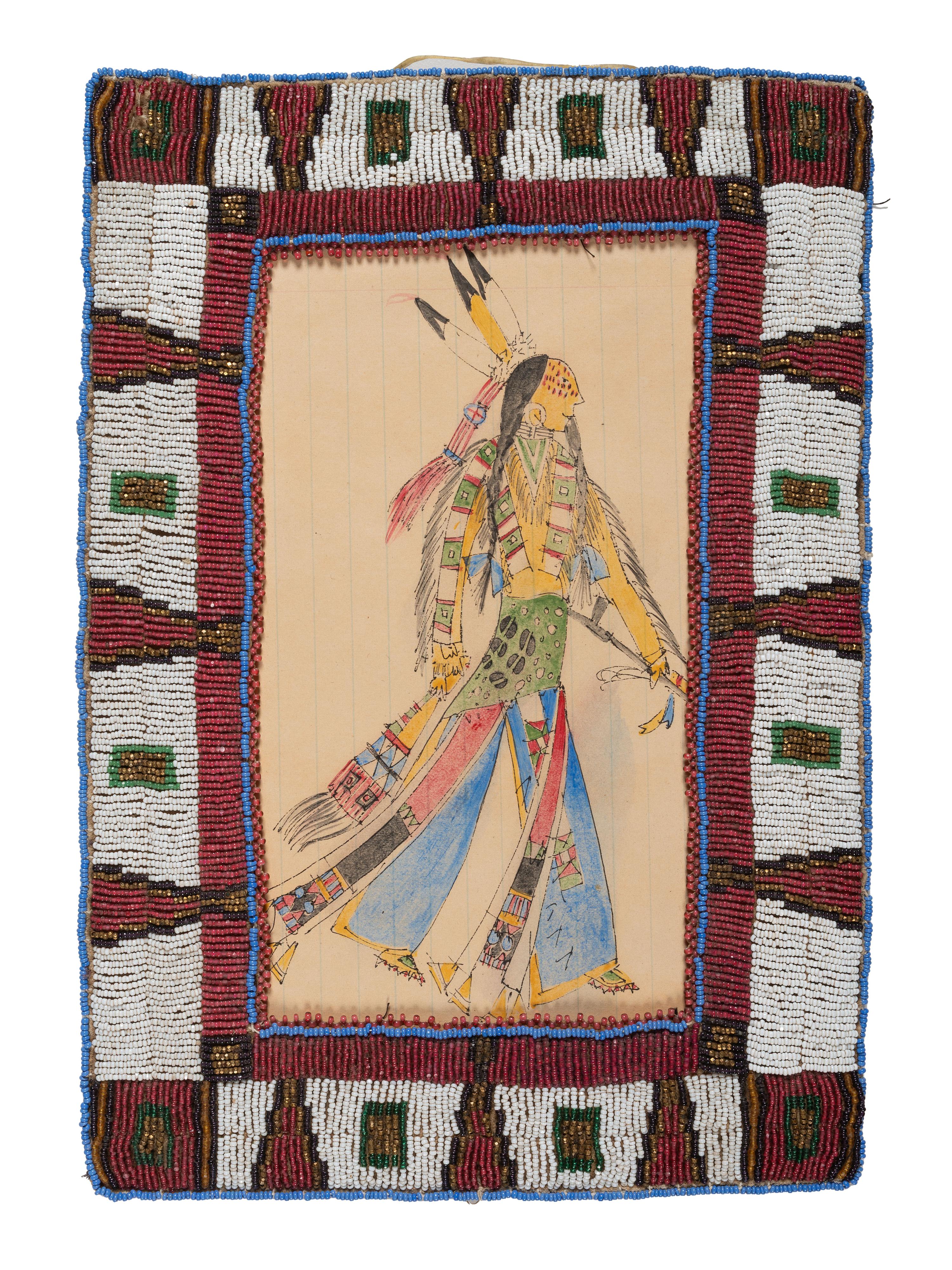 Plains Beaded Frame with Ledger Portrait