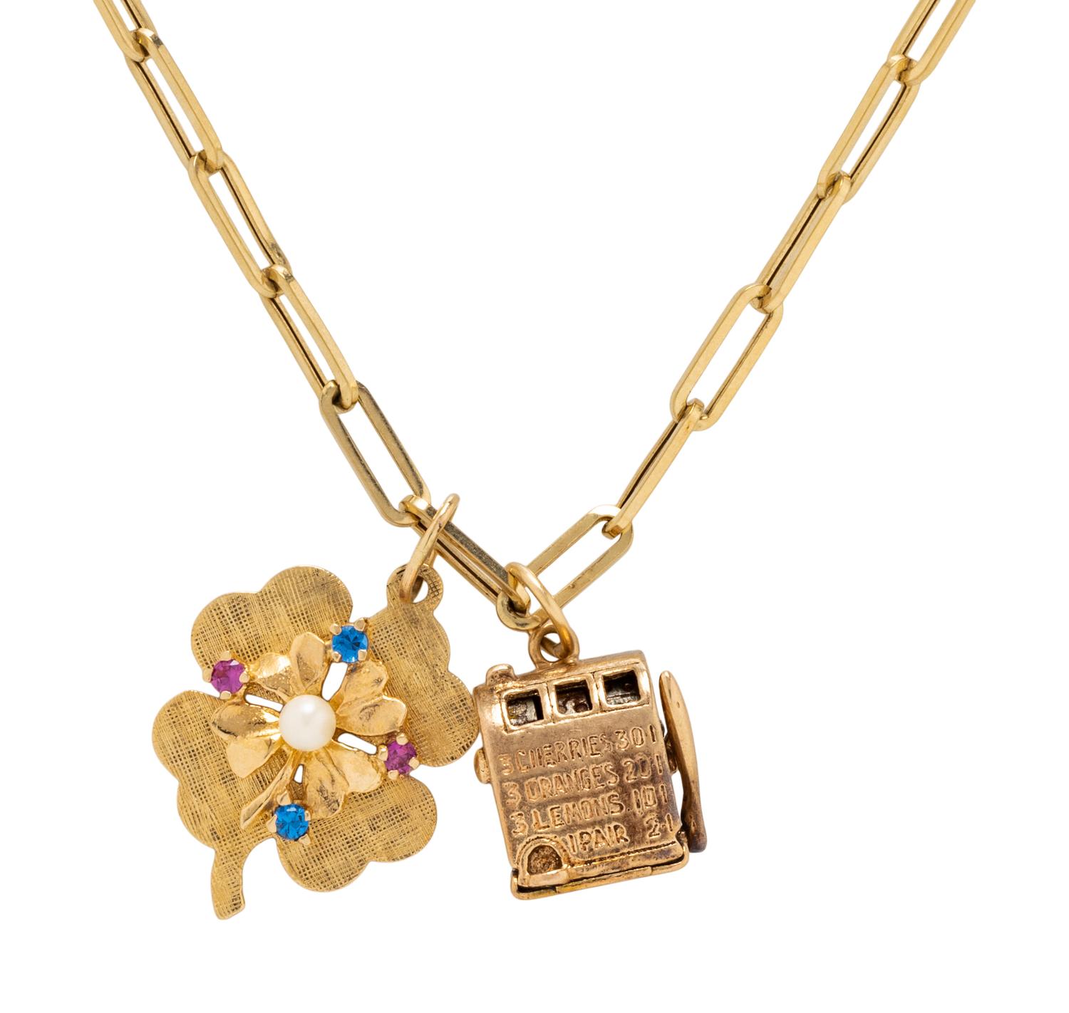 YELLOW GOLD NECKLACE AND CHARMS