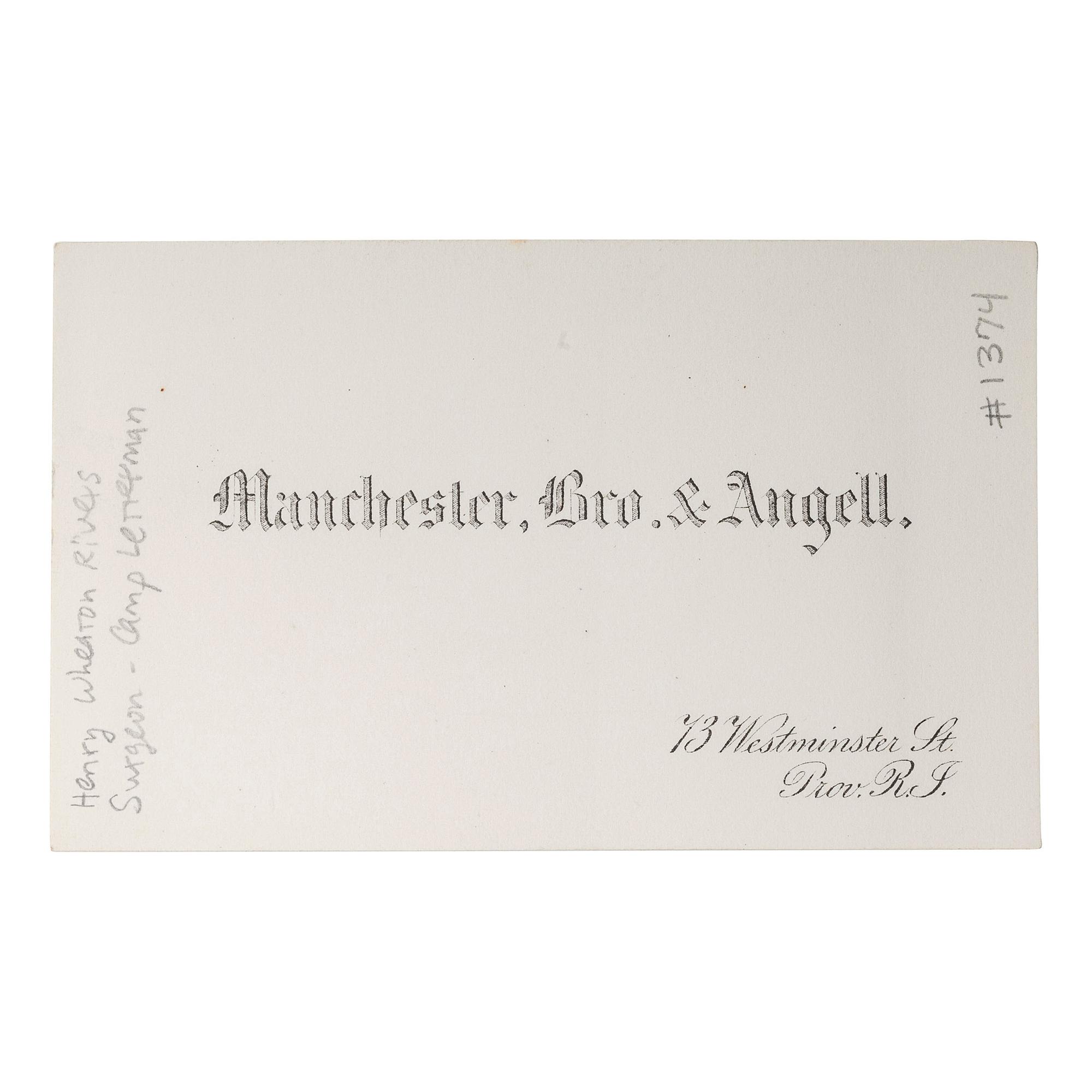 [CIVIL WAR]. CDV of Surgeon Henry Wheaton Rivers, Rhode Island 1st and 4th Infantry. Providence, Rhode Island: Manchester, Bro. & Angell, n.d.