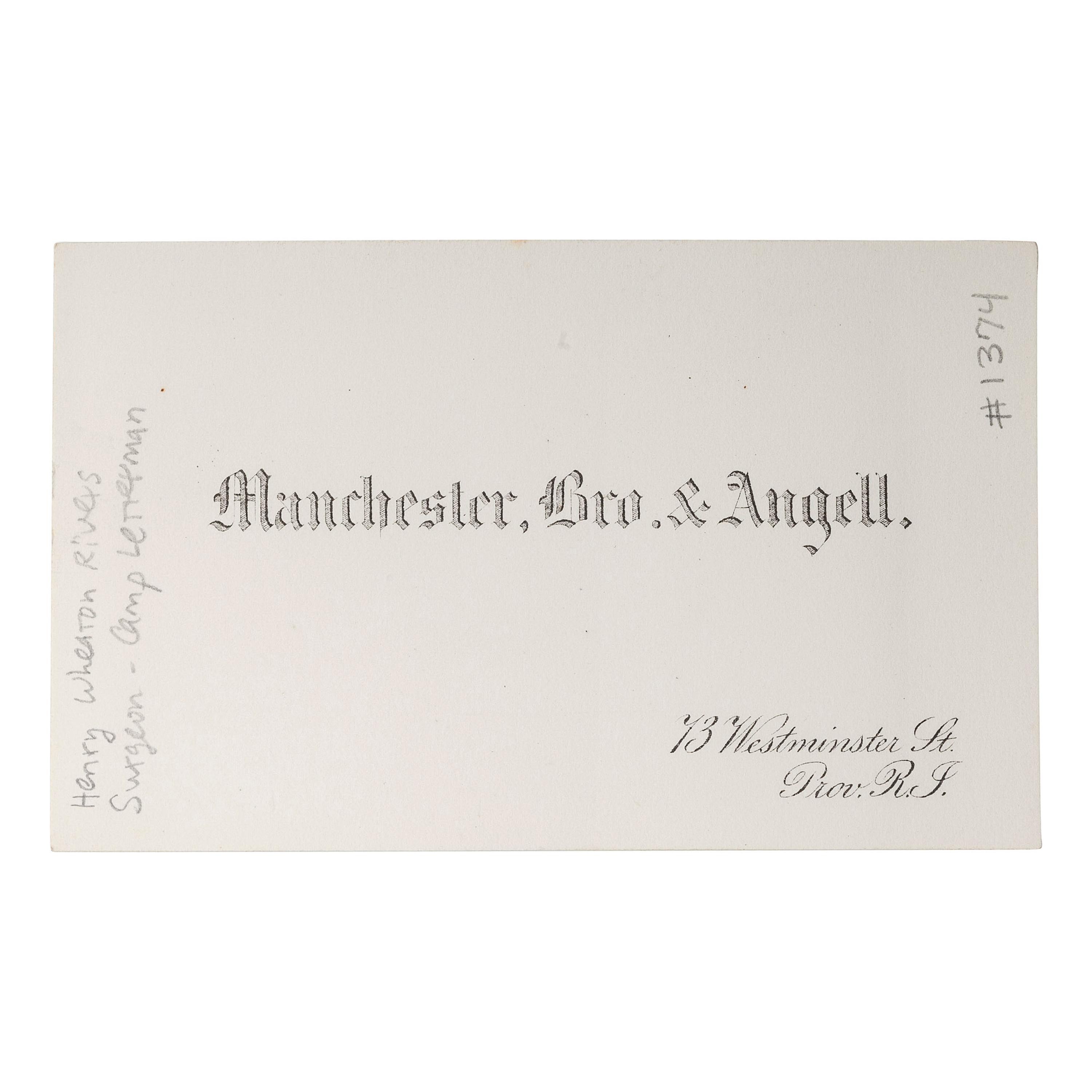 [CIVIL WAR]. CDV of Surgeon Henry Wheaton Rivers, Rhode Island 1st and 4th Infantry. Providence, Rhode Island: Manchester, Bro. & Angell, n.d.