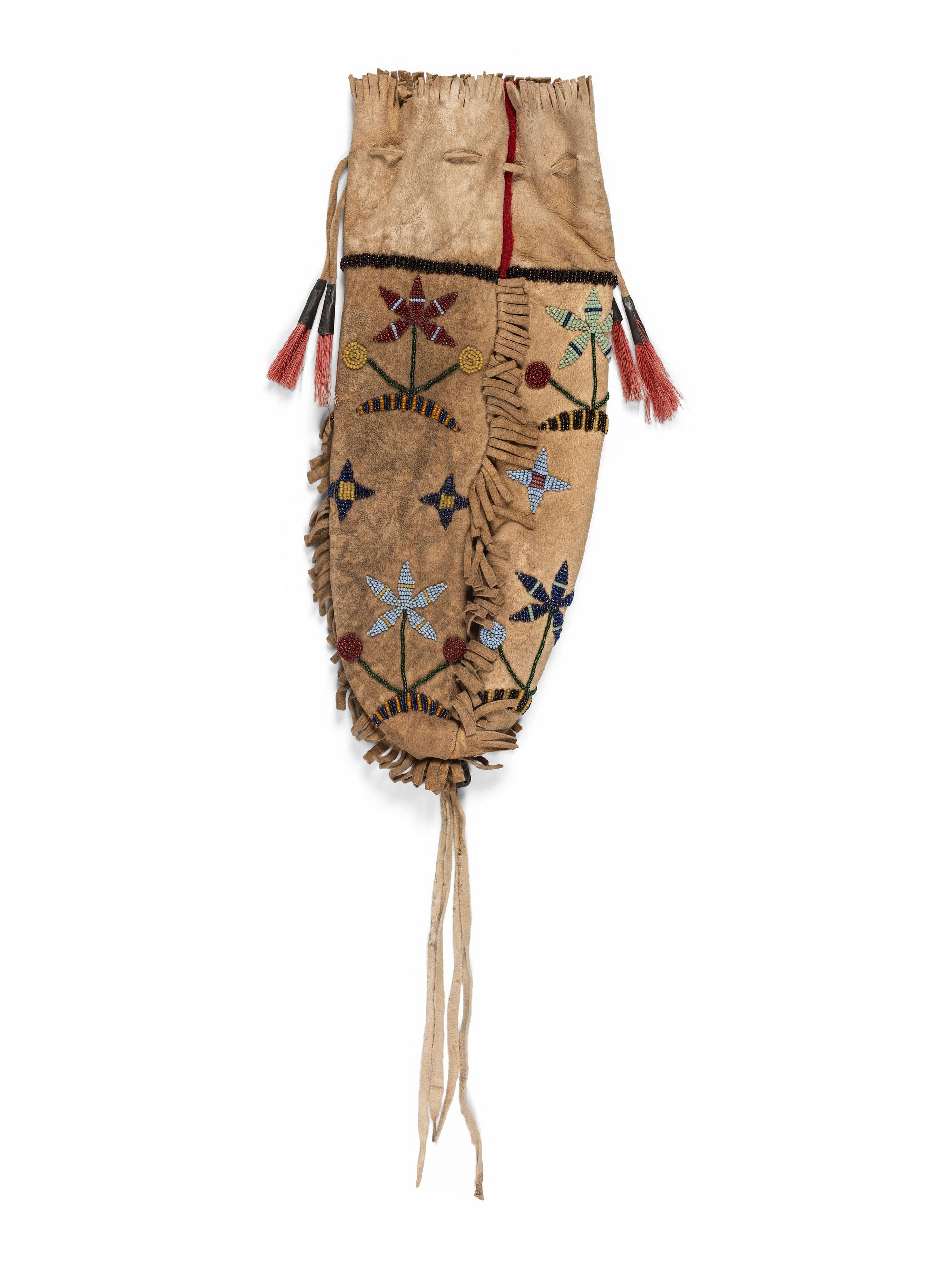 Santee Sioux Beaded Hide Drawstring Pouch