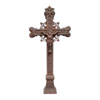 A Cast Iron Crucifix 23" W x 3" D x 52" H — France, Circa 1900