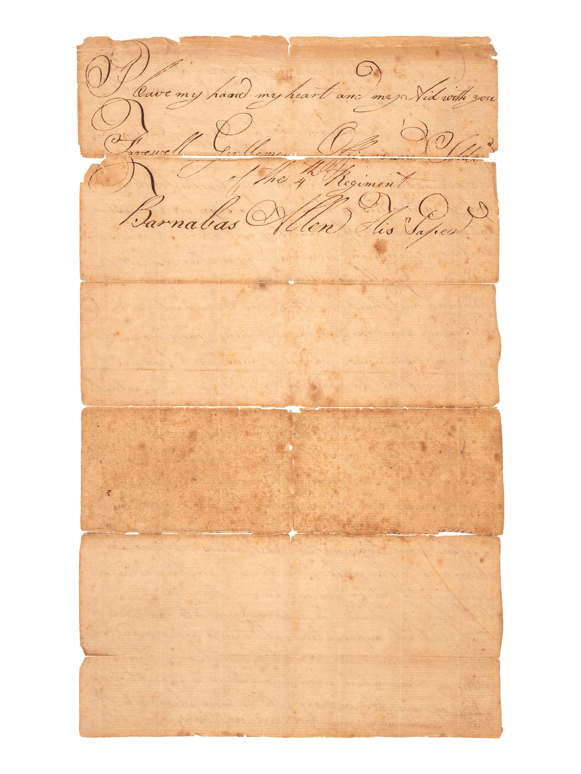 [WAR OF 1812]. Colonel Albert Lockwood's farewell address to his Connecticut regiment as recorded by Barnabas Allen accompanied by two War of 1812 soldiers' letters.