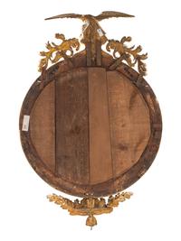 A Large Federal Carved Giltwood and Gesso Bull's-Eye Looking Glass