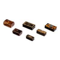 Six Tortoise Shell Veneered Inlaid Snuff Boxes