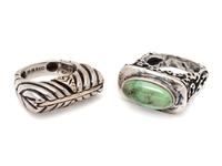 A Collection of Sterling Silver and 14 Karat Yellow Gold Rings, Dian Malouf,