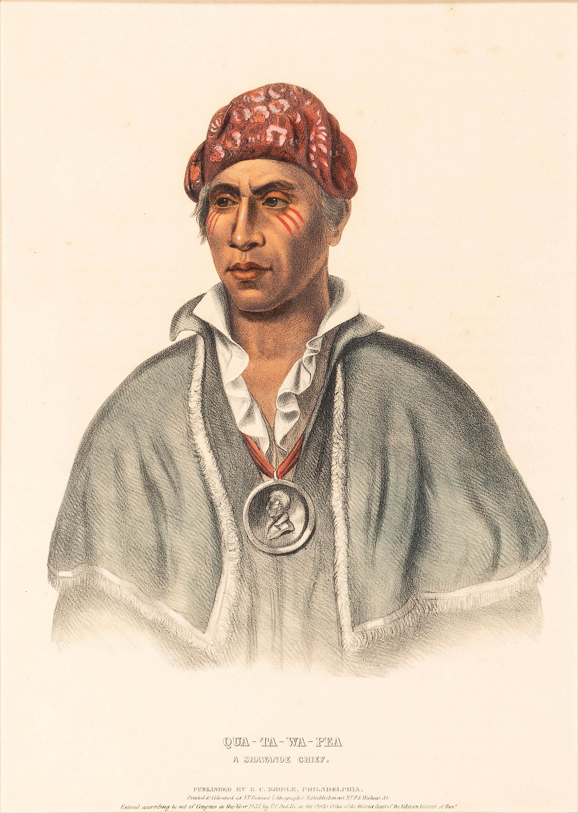 Four Hand-Colored Lithographs by McKenney and Hall