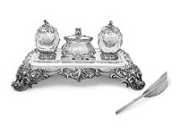 A Victorian Silver and Cut Glass Mounted Standish