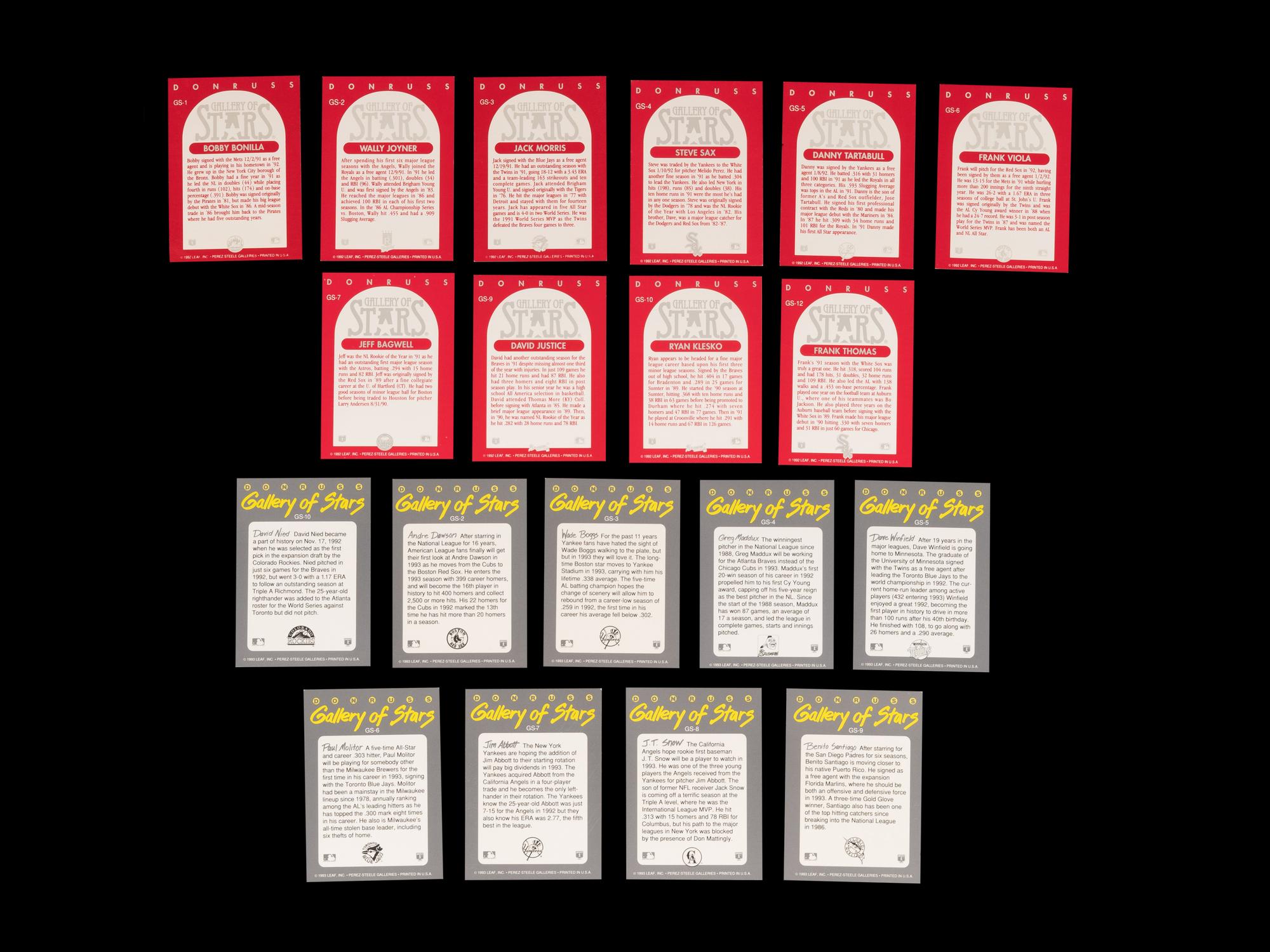 A Group of 19 1992-93 Donruss Triple Play Gallery of Stars Signed Autograph Baseball Cards,