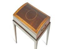 A group of four George III inlaid mahogany writing and document boxes on later stands, late 18th / early 19th century and later