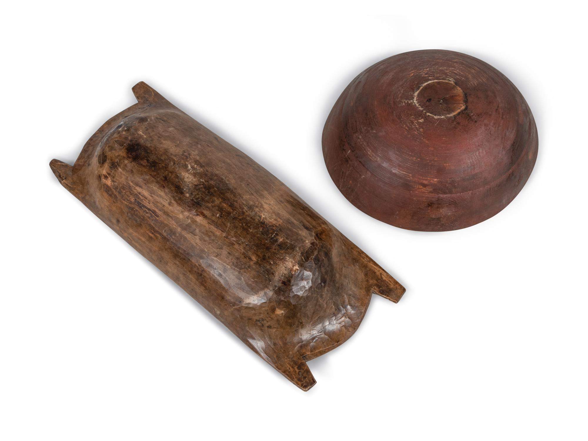 Two Wood Dough Bowls