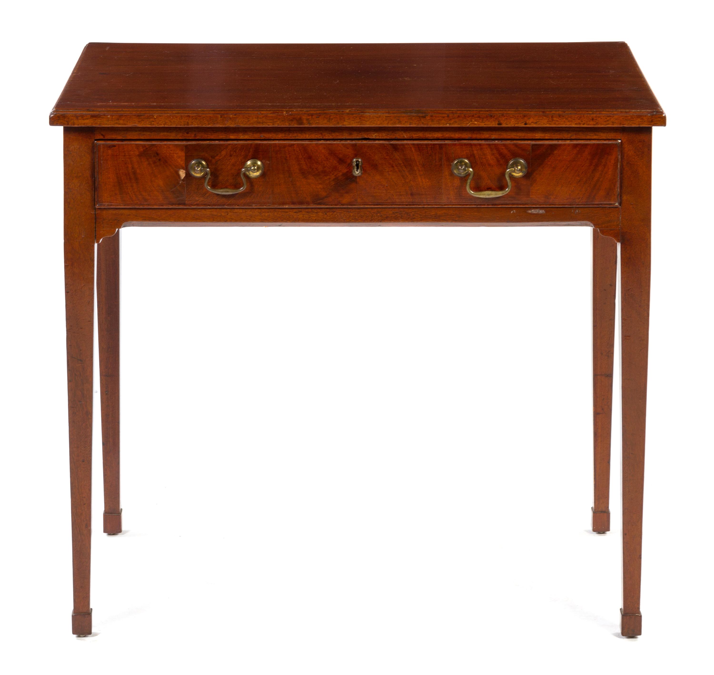 A Georgian Style Mahogany Writing Table Height 28 1/2 x width 34 1/4 x depth 22 1/2 inches.