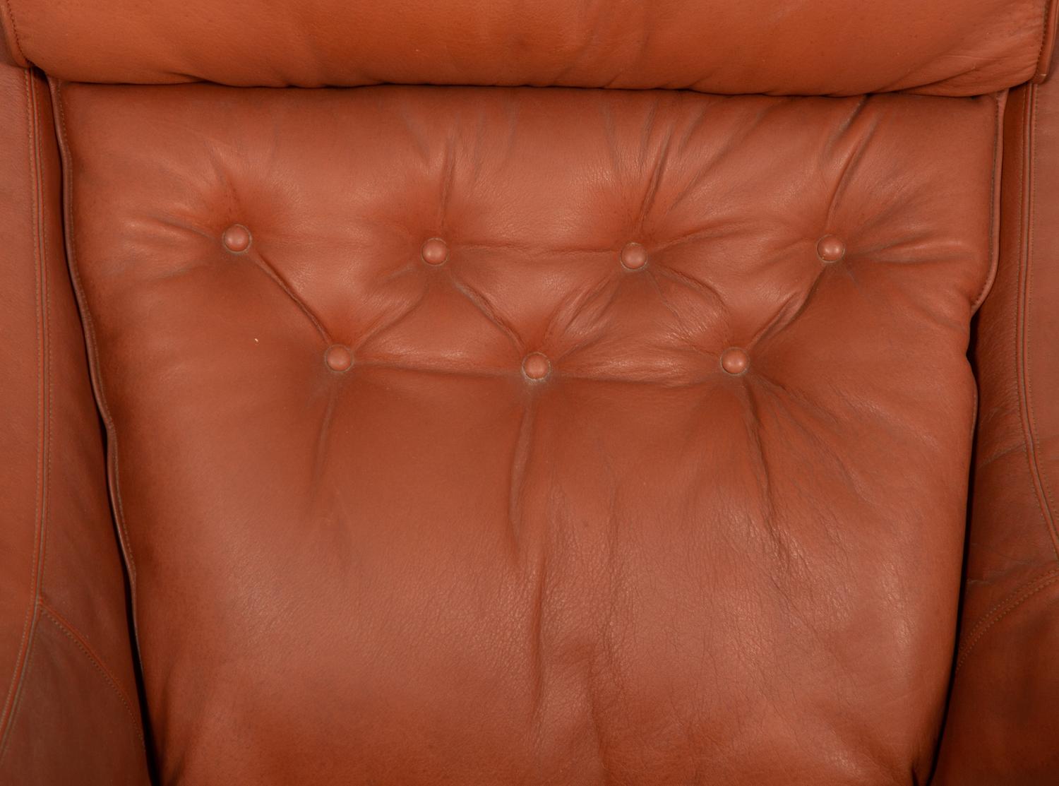 A Falcon Leather Armchair and Ottoman by Sigurd Ressell for Vatne Mobler