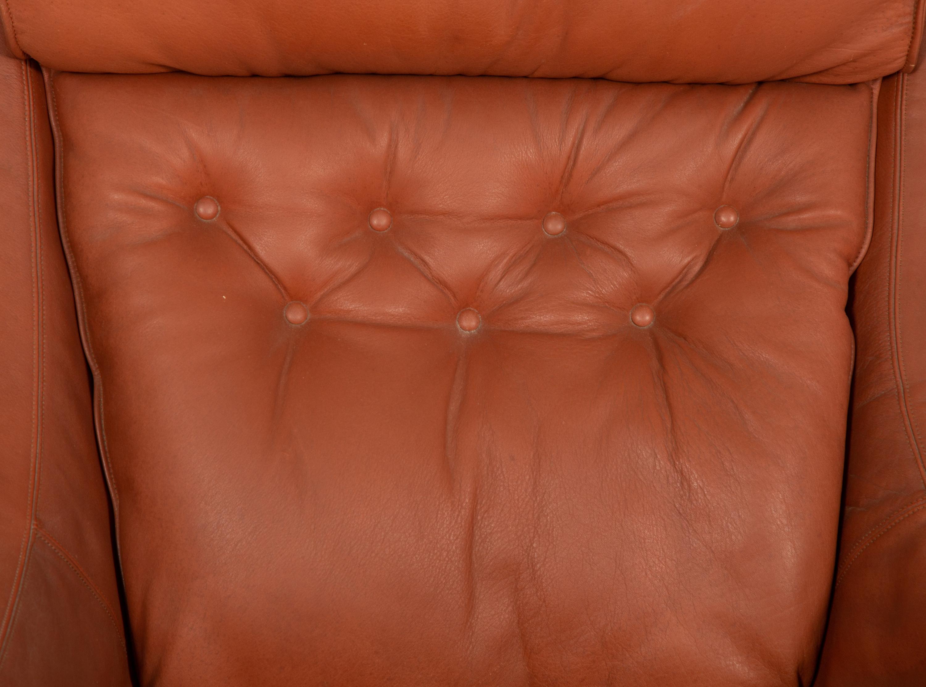 A Falcon Leather Armchair and Ottoman by Sigurd Ressell for Vatne Mobler