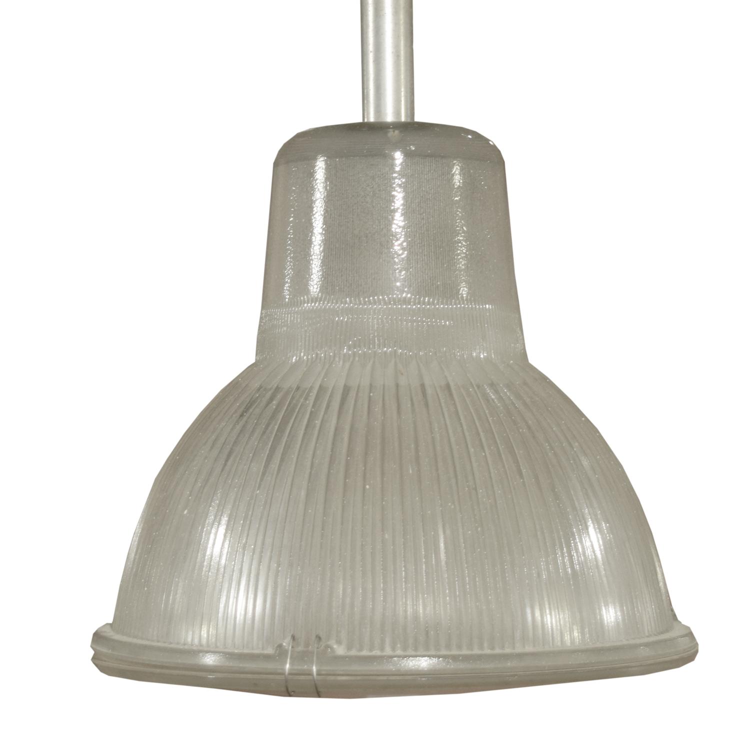 A Set of Three Industrial Holophane Pendants 11" W x 11" D x 22" H — France, Circa 1960