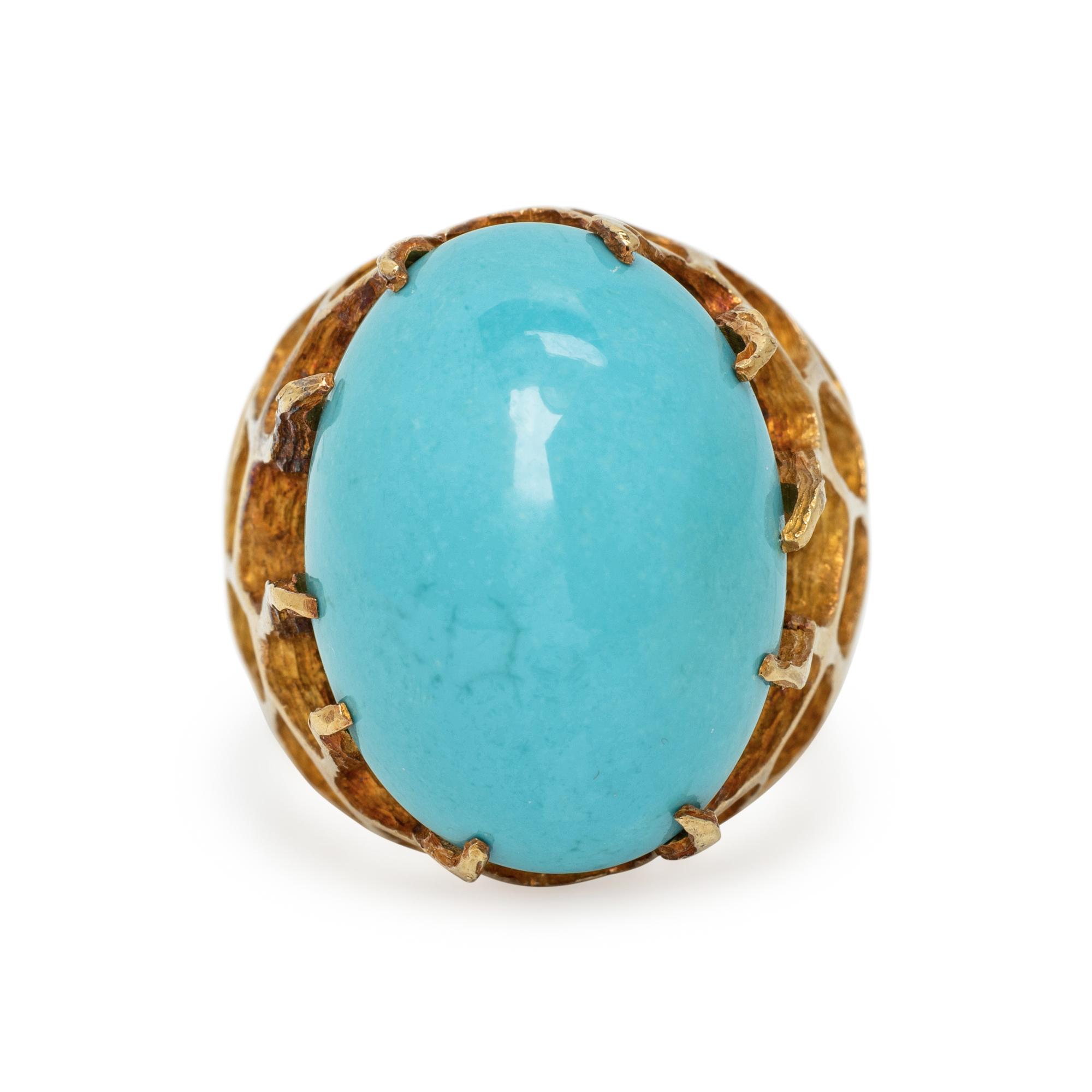 YELLOW GOLD AND TURQUOISE RING
