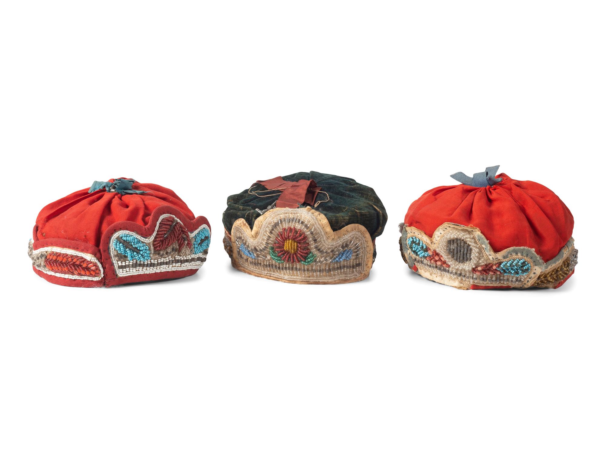 Anishinaabe and Tuscarora Beaded Cotton Caps