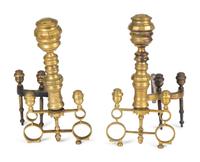 A Pair of English Brass Andirons — EARLY 20TH CENTURY
