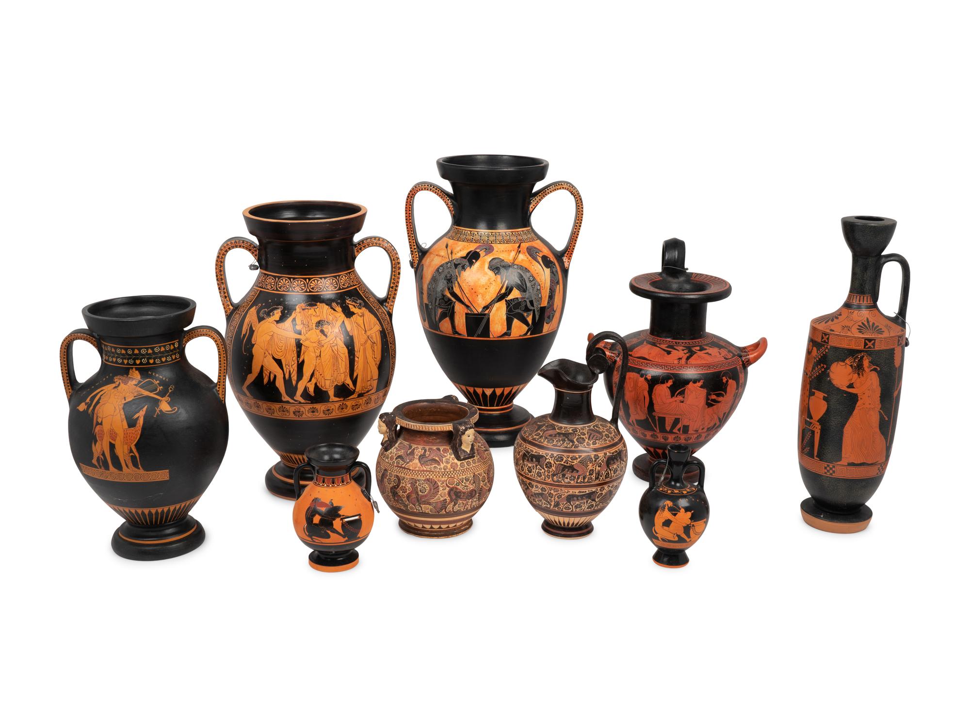 A Group of Nine Greek Style Vessels