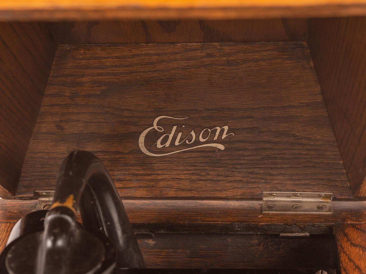 An Edison Amberola Table Top Phonograph With over 100 Amberol Records