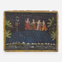 Two Rajasthani miniature paintings depicting Krishna 印度袖珍画两幅 19th century ????