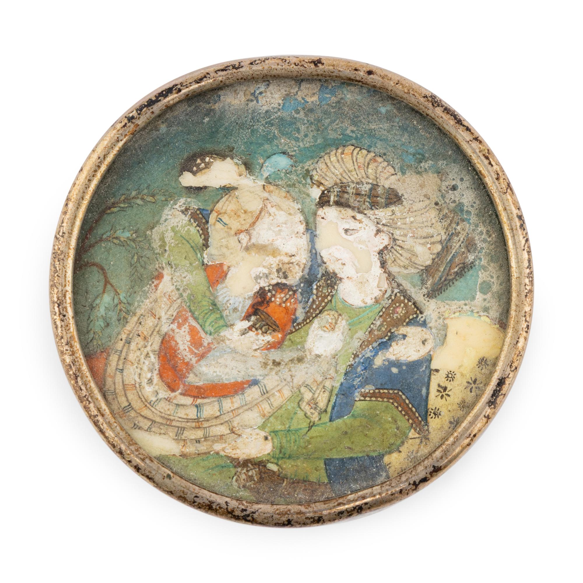 A Chinese Painted Marble Vignette