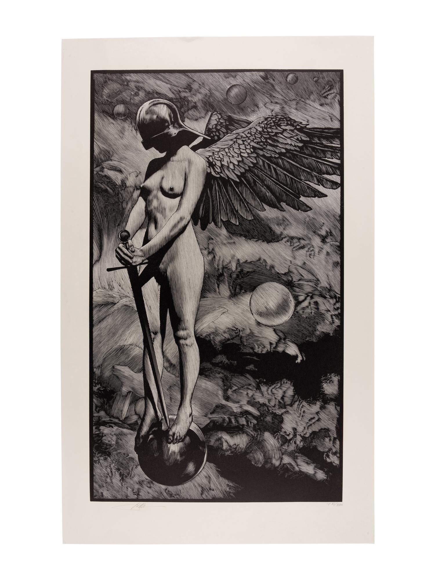 [PRINT]. Wisdom. Large limited Resingrave print from the Pennyroyal Caxton Bible. [North Hatfield, MA, 1999]. 865 x 532 mm. LIMITED EDITION, number IX of XXXV numbered copies, signed by Moser, this copy designated artist’s proof (“ap”).