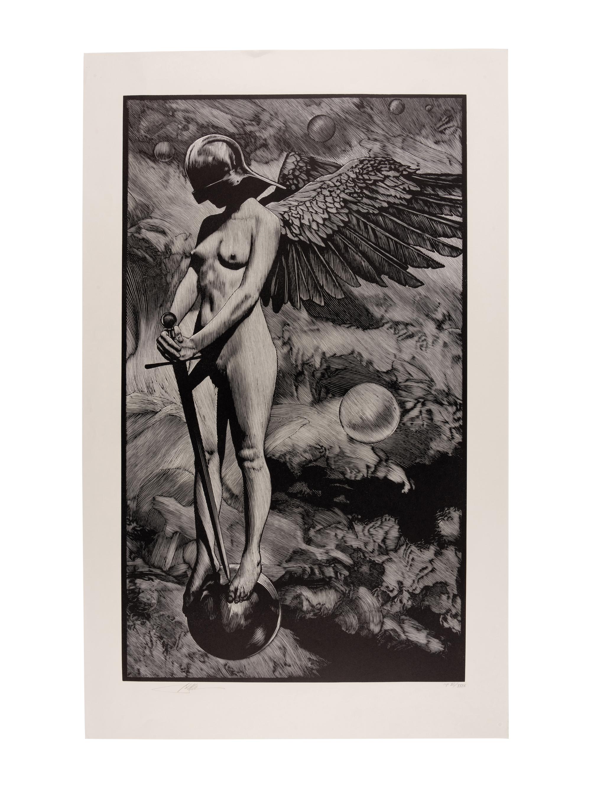 [PRINT]. Wisdom. Large limited Resingrave print from the Pennyroyal Caxton Bible. [North Hatfield, MA, 1999]. 865 x 532 mm. LIMITED EDITION, number IX of XXXV numbered copies, signed by Moser, this copy designated artist’s proof (“ap”).