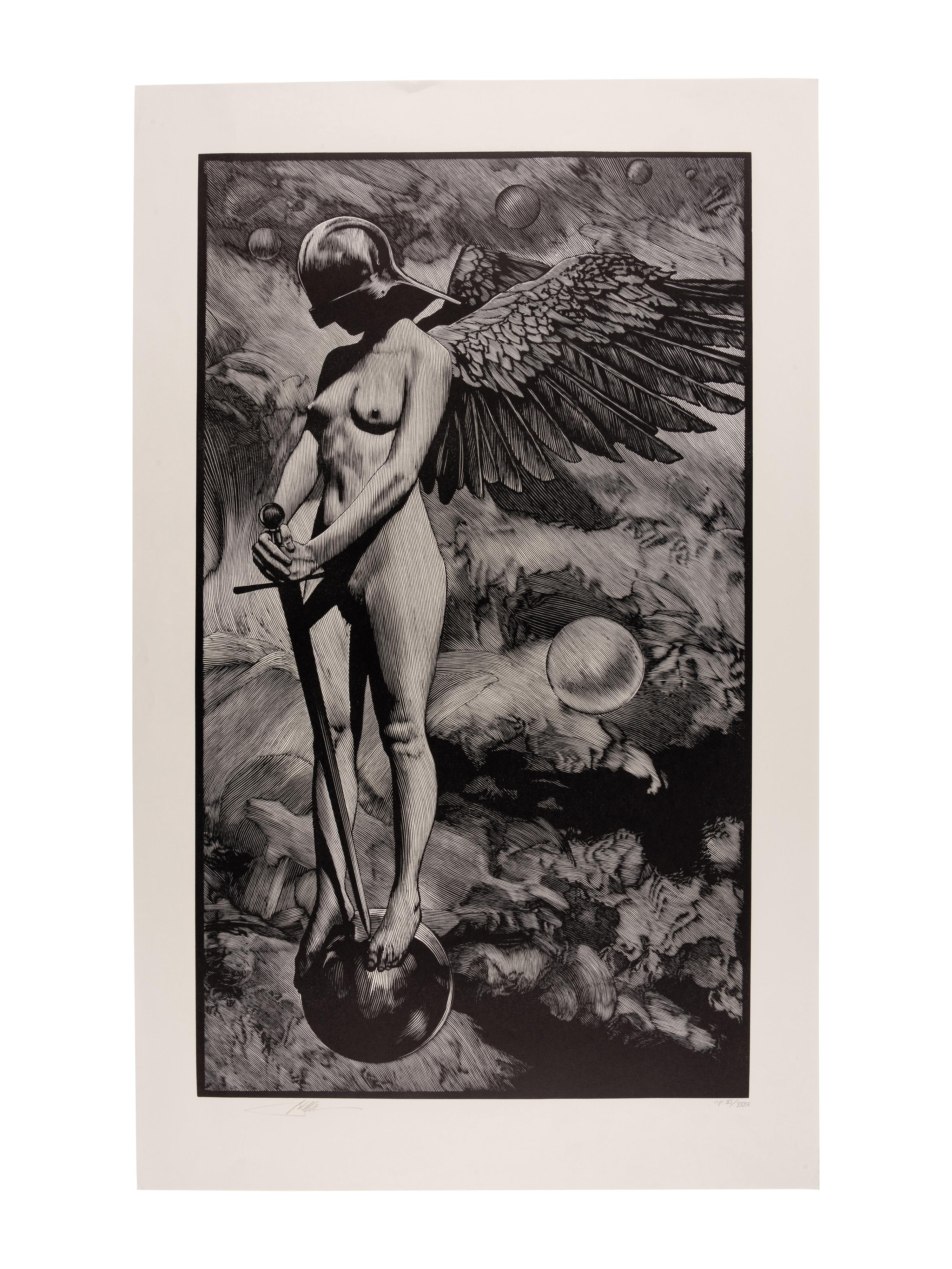 [PRINT]. Wisdom. Large limited Resingrave print from the Pennyroyal Caxton Bible. [North Hatfield, MA, 1999]. 865 x 532 mm. LIMITED EDITION, number IX of XXXV numbered copies, signed by Moser, this copy designated artist’s proof (“ap”).