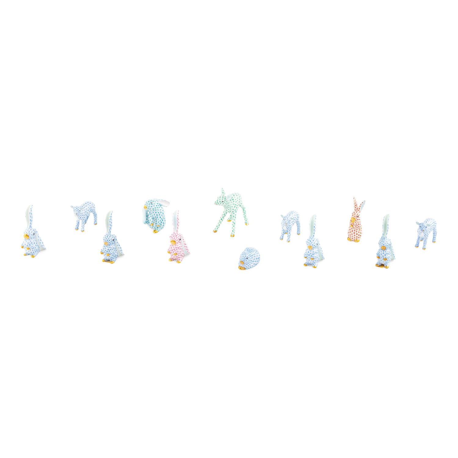 A Group of Herend Fishnet Pattern Animal Figures