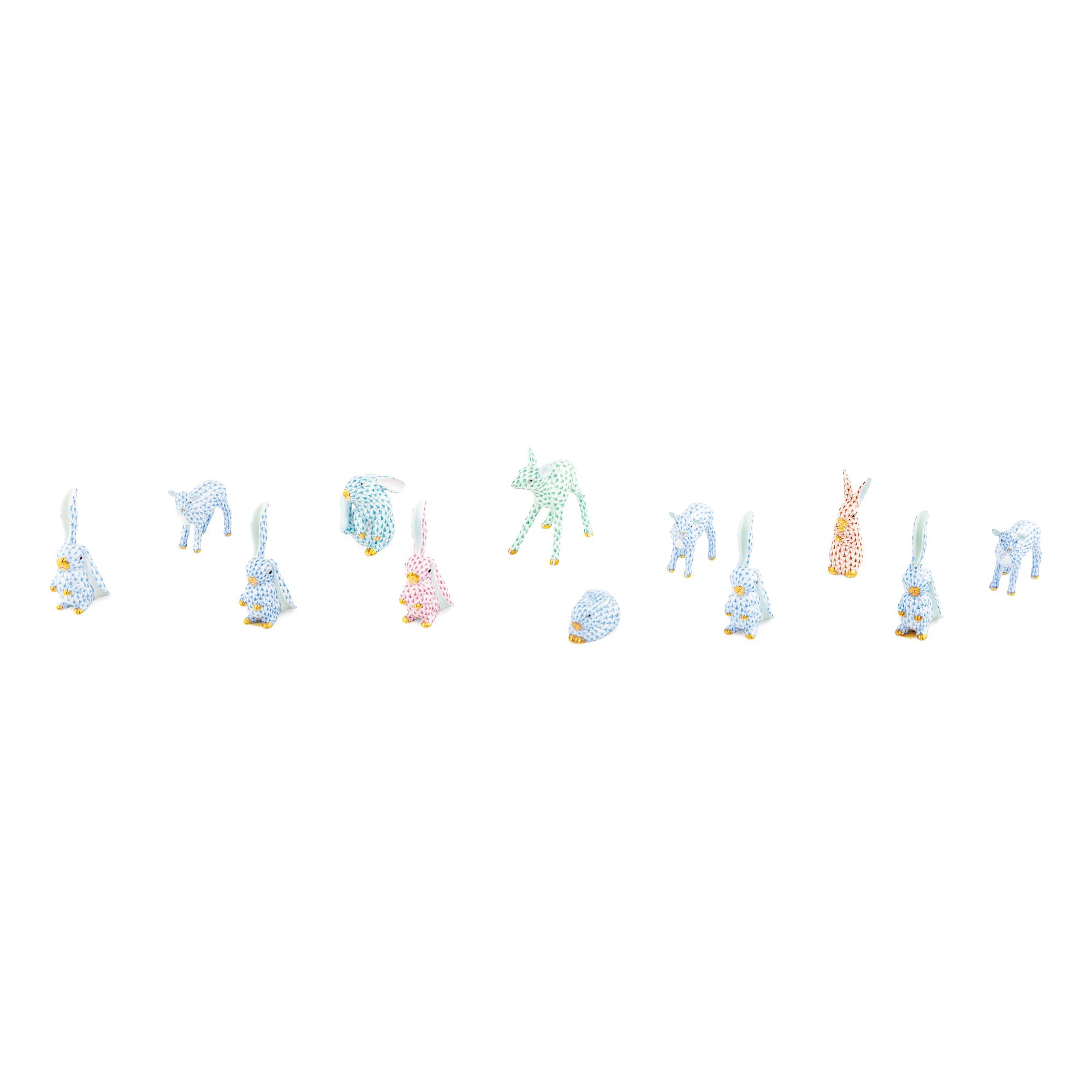 A Group of Herend Fishnet Pattern Animal Figures