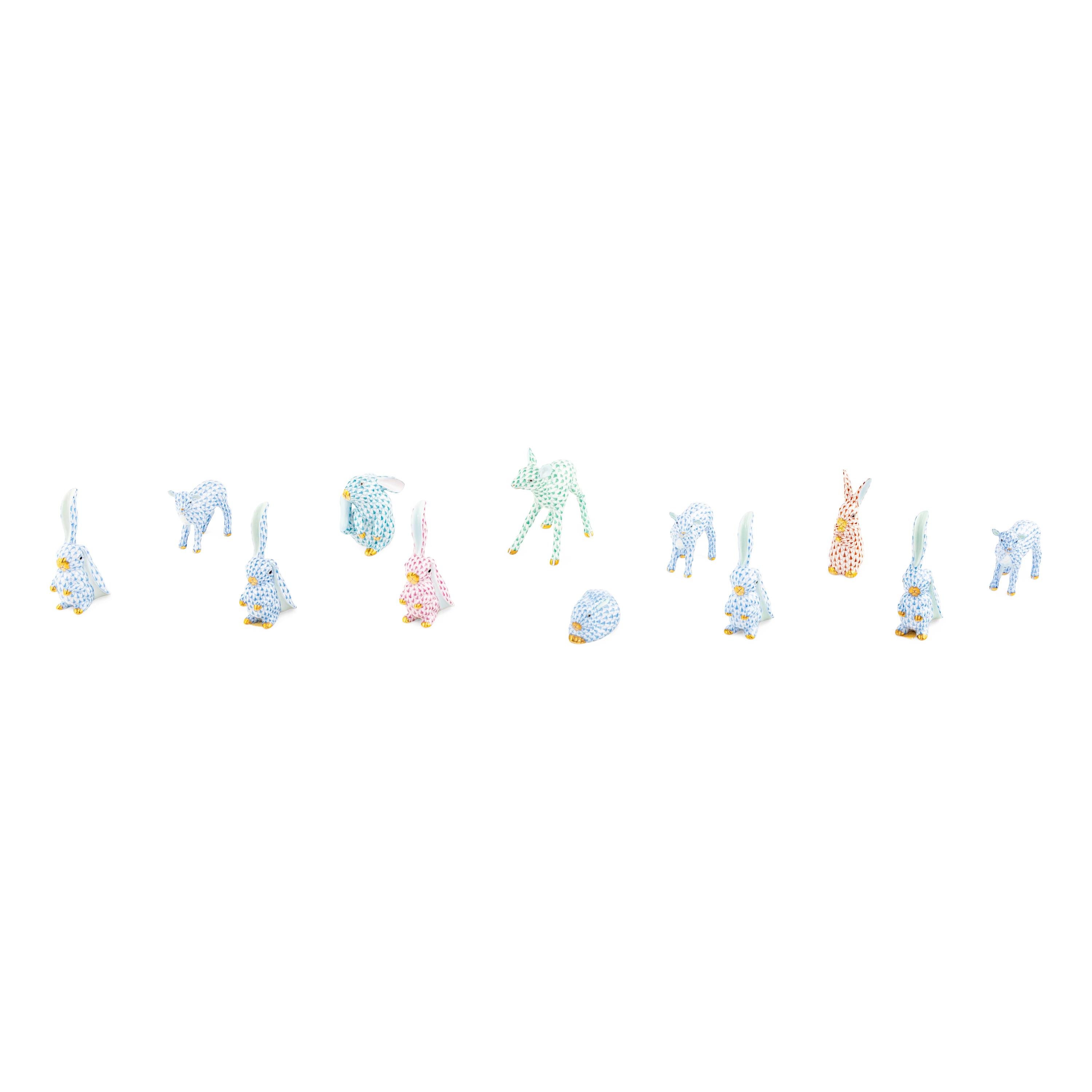 A Group of Herend Fishnet Pattern Animal Figures