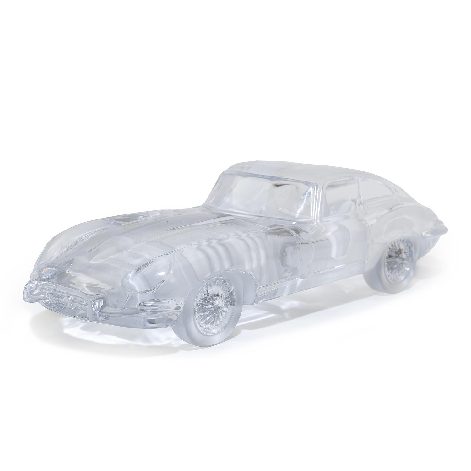 Daum Colorless Glass Model of an E-Type Jaguar