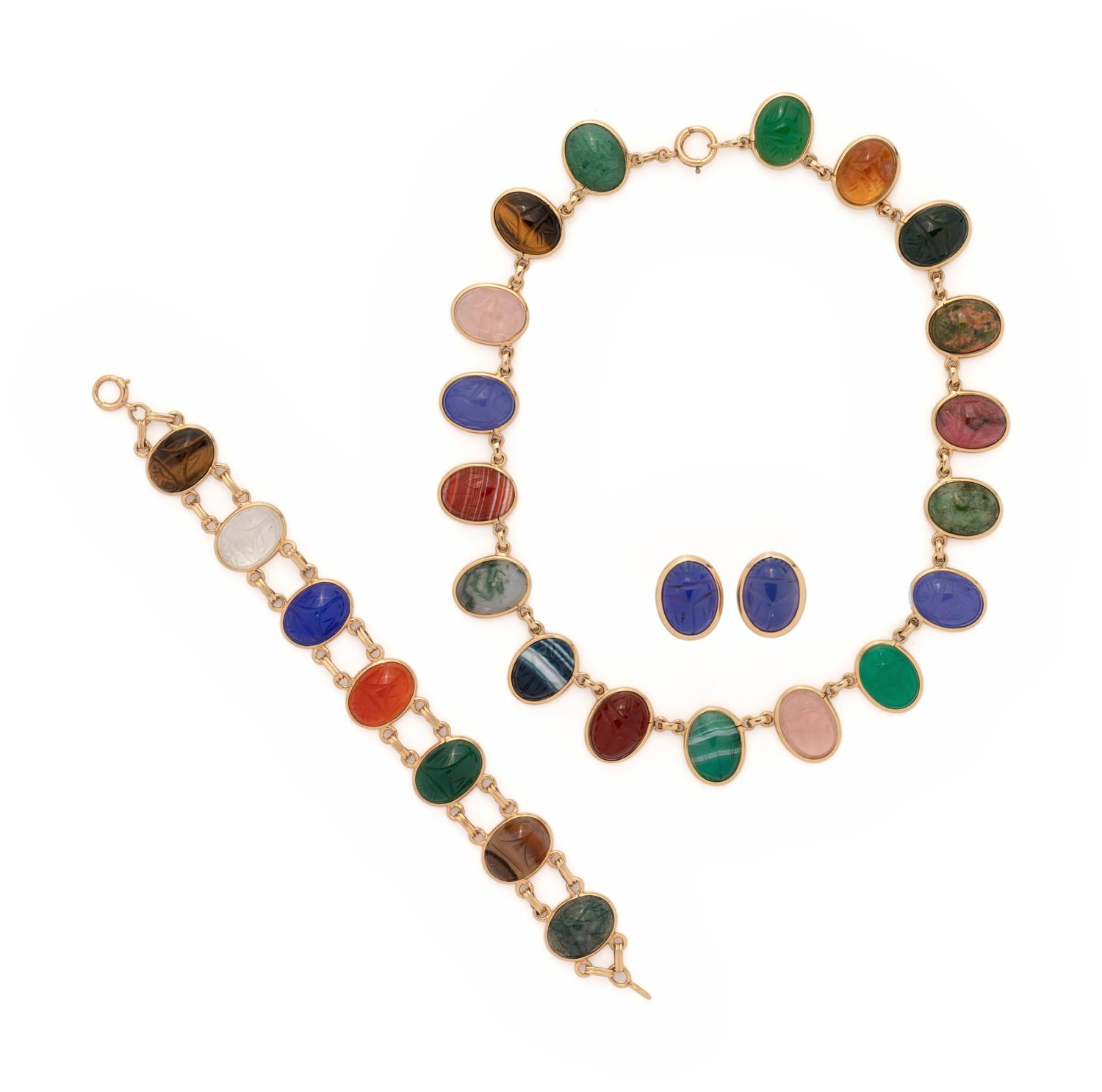HARDSTONE SCARAB SET
