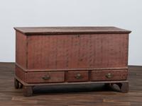 A Chippendale Grain-Painted Poplar Three Drawer Blanket Chest