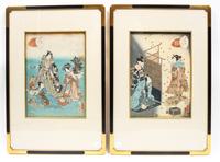 Two Japanese Woodblock Prints Height 12 3/4 x width 8 1/2 inches. — 19TH/20TH CENTURY
