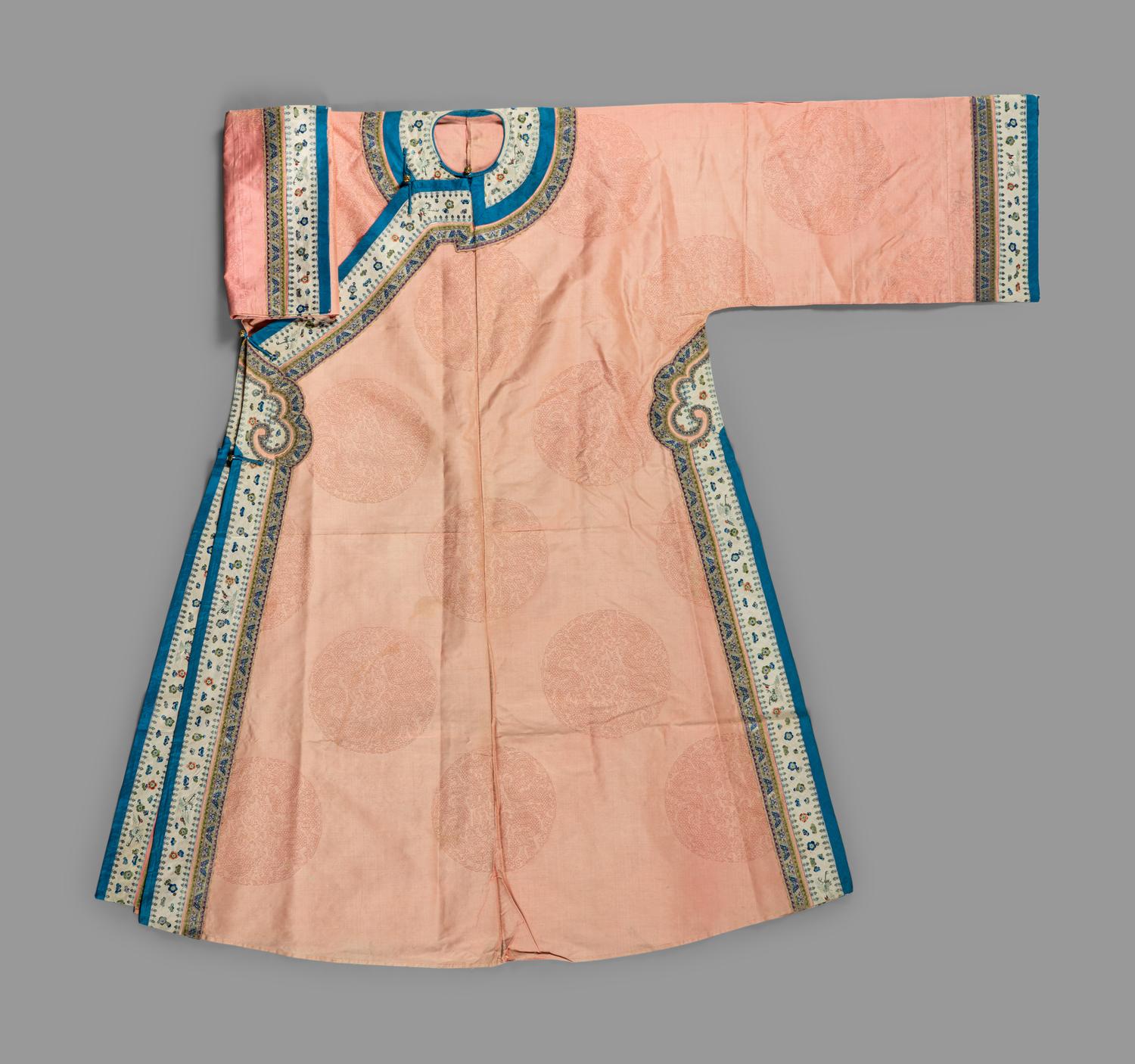 A Chinese Peach Ground Silk Lady's Robe