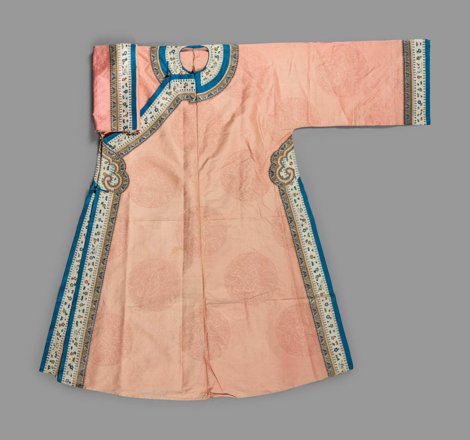 A Chinese Peach Ground Silk Lady's Robe